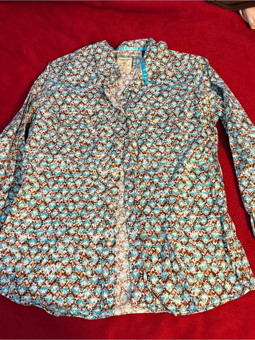Panhandle Slim Turquoise and Brown Printed Shirt Jacket